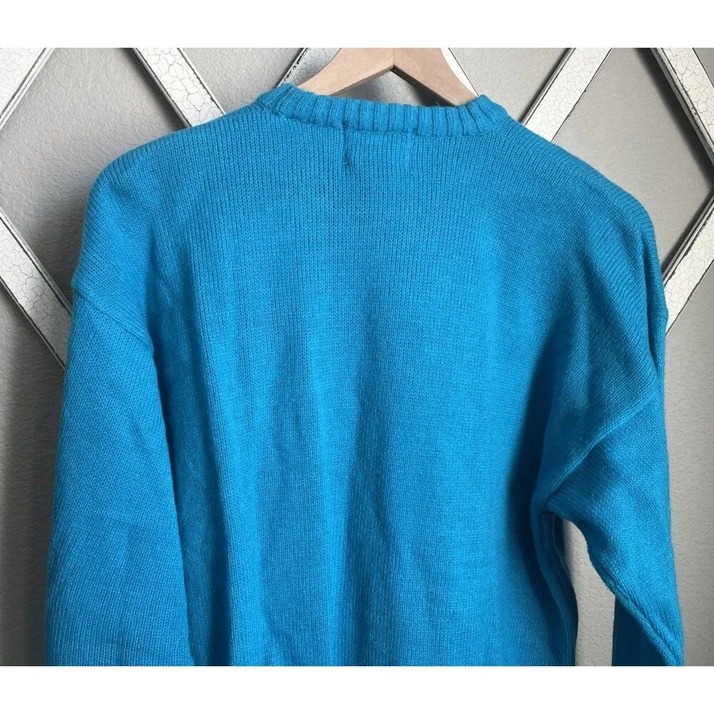 NWT! Vintage Le Tigre Men's L Pullover Sweater - Turquoise